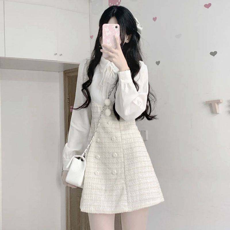 2025年春秋新款设计感甜美显瘦小香风短外套加假两件连衣裙套装