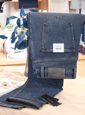 吊牌1280雅戈尔牛仔裤男修身雪尼尔保暖加绒厚裤子冬季Z319923HWY