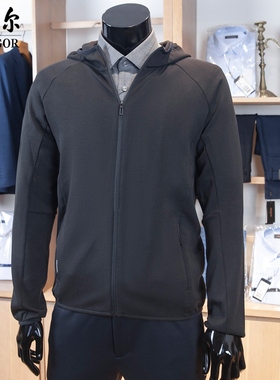 专柜1280雅戈尔男士卫衣连帽休闲拉链黑色薄款外套春秋Y533092ADA