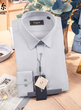 专柜1080雅戈尔羊毛衬衫男长袖商务休闲灰色修身春秋LDP119700DJY