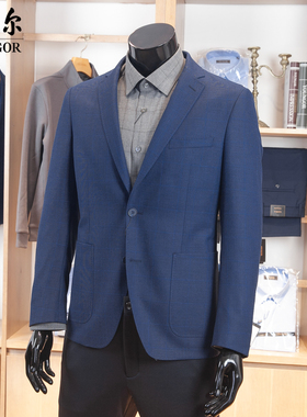 专柜2680雅戈尔羊毛西服男商务休闲单西格子西装秋外套220220FLA