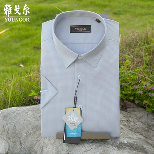 200支桑蚕丝 新款 雅戈尔短袖 男商务休闲浅灰夏季 114801DBY 衬衫