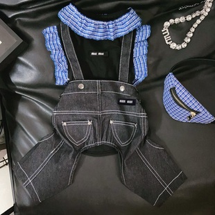 狗狗裤子吊带牛仔雪纳瑞比熊泰迪柴犬西高地柴裙子春夏薄款背带裙