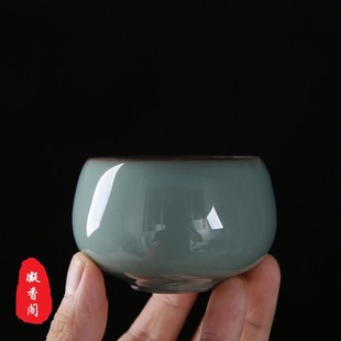 凝香阁开片可养青瓷主人杯铁胎紫口仿宋官窑茶杯陶瓷单杯功夫茶杯