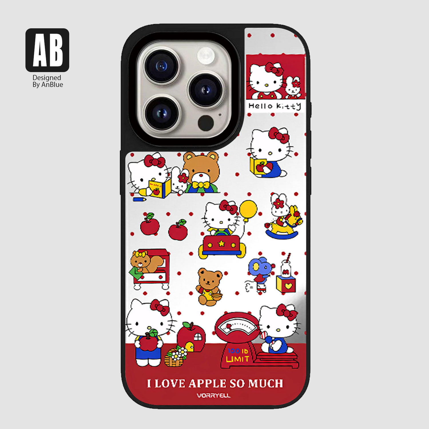 苹果17pro手机壳iphone16max14131211plusXR保护套15适用韩国可爱波点红色KT猫新年圣诞镜面补妆镜子全包防摔