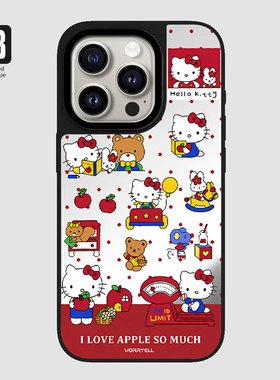 苹果17pro手机壳iphone16max14131211plusXR保护套15适用韩国可爱波点红色KT猫新年圣诞镜面补妆镜子全包防摔