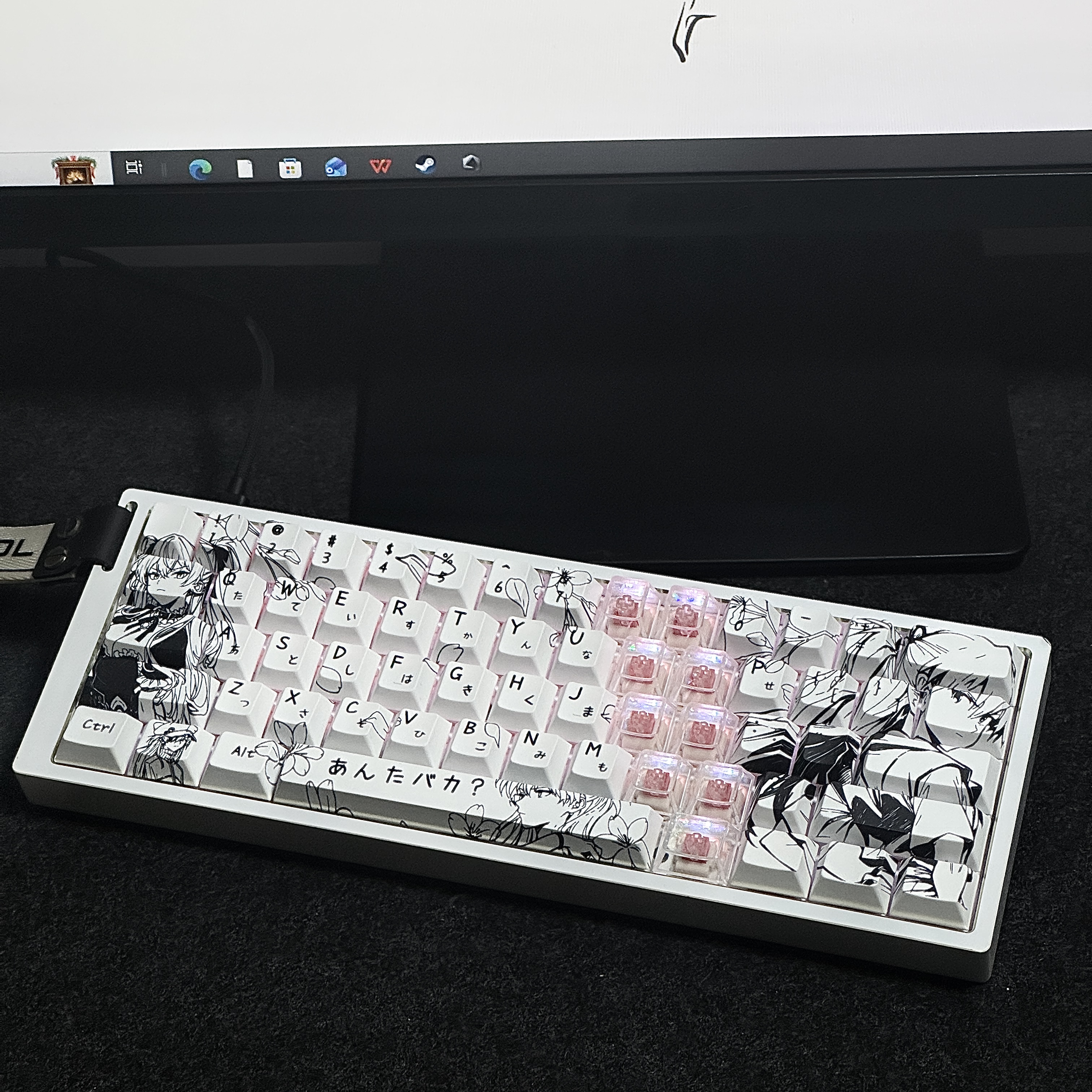 明日香键帽正刻黑白 二次元PBT热升华适原厂高度配磁轴机械轴