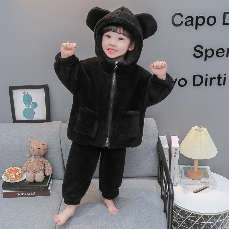 月牙贝比&2434雪肤绒连帽套装