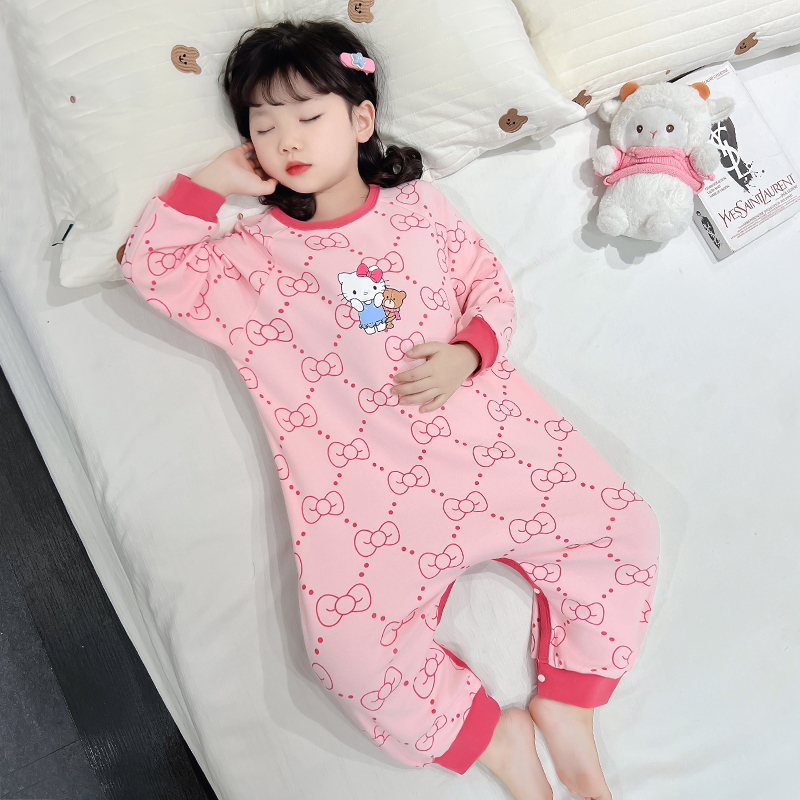儿童睡衣春秋纯棉长袖女童家居服连体衣婴儿防踢睡袋护肚宝宝爬服