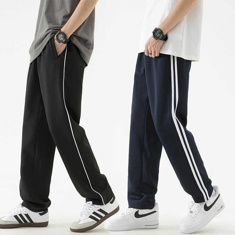 校服裤子男女通用初中生藏青色小学高中生一道杠两条杠直筒校裤