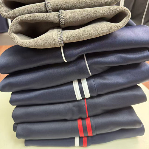 校服裤子冬季加绒加厚小学初中高中生保暖校裤藏青色两杠学生长裤