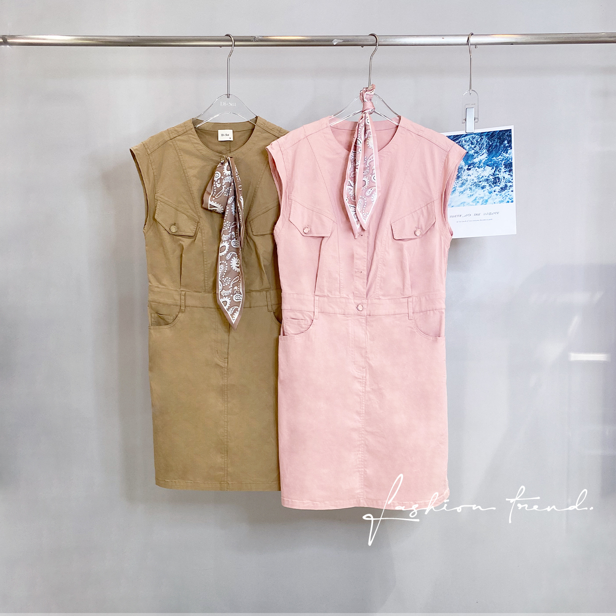 现货特价DI-SUI女装2025新款35523无袖洗水收腰连衣裙通勤A字版型