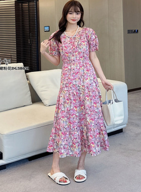 现货特价DI-SUI女装2025夏季38651法式气质减龄显瘦短袖连衣裙女