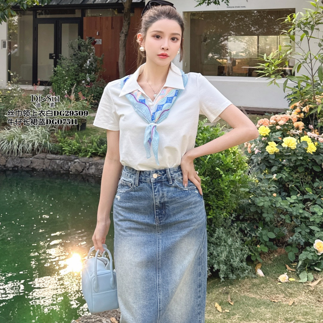 现货特价DI-SUI欧洲站短袖衬衫女夏季新款韩版设计感衬衣29509