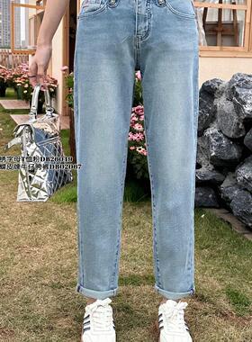 现货特价2024年Di-sui夏季新款02067直筒九分蓝色牛仔裤烟管裤女