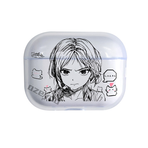 二次元Kuroha欲语线稿airpods4耳机壳airpods pro保护套透明airpods3保护套pro2适用苹果耳机蓝牙耳机套