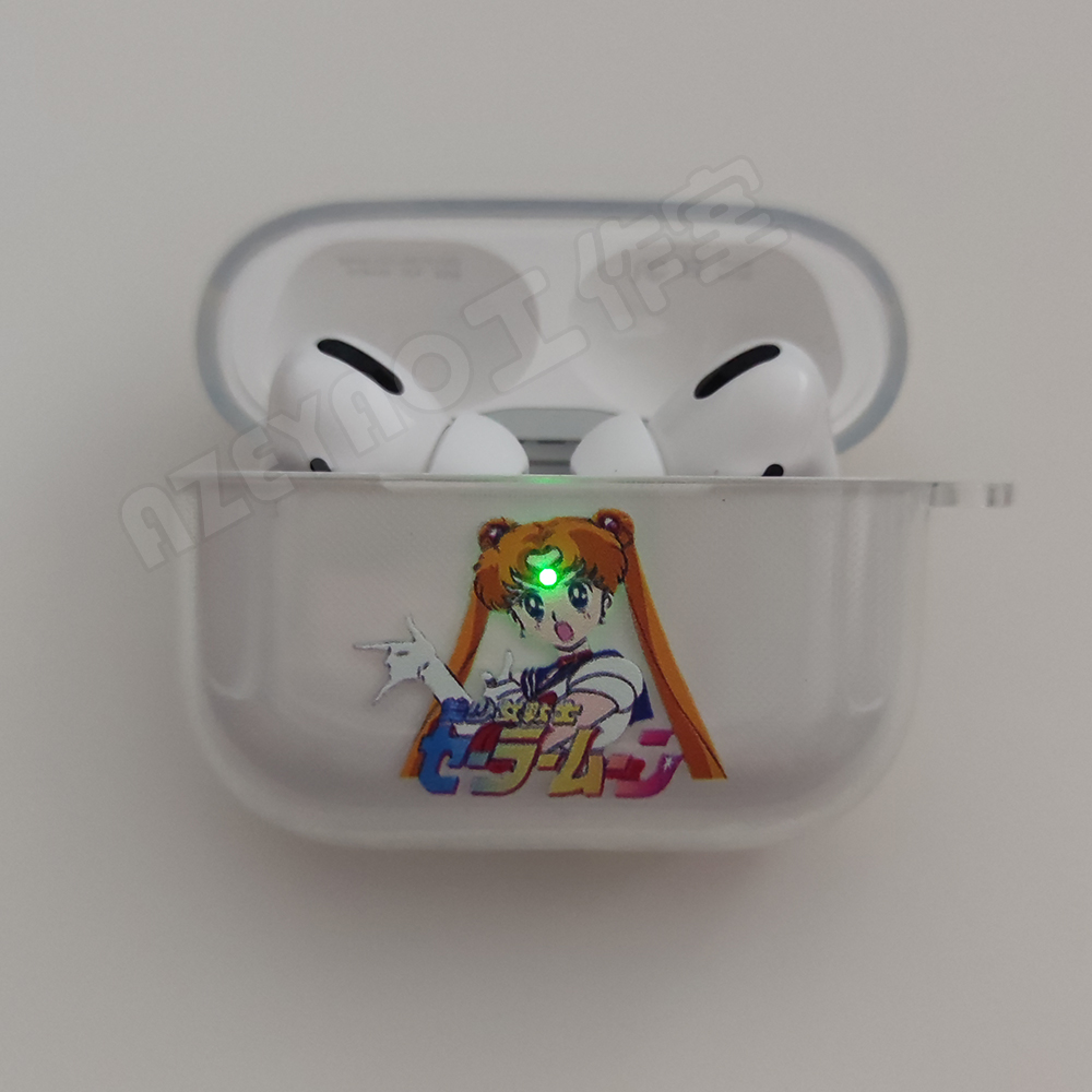 azeyao工作室美少女战士适用苹果Airpods2pro3代无线耳机软壳保护套二代透明对灯开盖发光软耳机套Pro2华强北