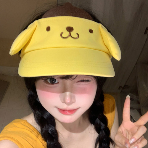 可爱布丁小狗空顶帽女夏防紫外线