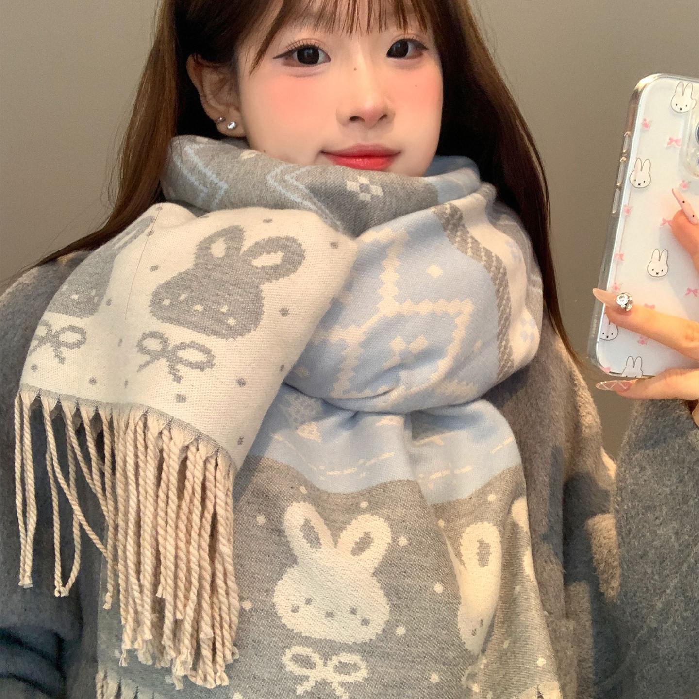 可爱蓝色雪花兔子围巾女冬季韩系氛围感保暖学生围脖披肩2025新款,服饰配件/皮带/帽子/围巾,围巾/丝巾/披肩,淘宝优惠券,粉丝福利购,淘宝优惠卷