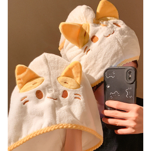 可爱猫咪干发帽女超强吸水速干包头发毛巾2025新款 浴帽擦洗头帽子