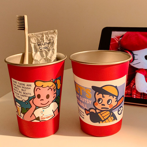 可爱不锈钢漱口杯情侣刷牙杯子