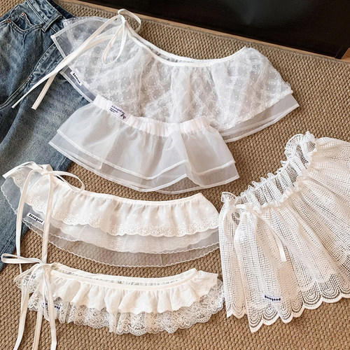 芭蕾风白色蕾丝屁帘女春夏季叠穿