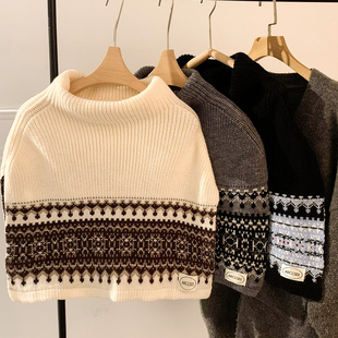 费尔岛高领针织披肩围巾女冬季 坎肩 斗篷叠穿保暖围脖外搭2025新款