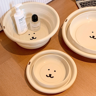 可爱小熊洗脸盆家用卫生间便携水盆可折叠学生宿舍洗衣盆加厚塑料