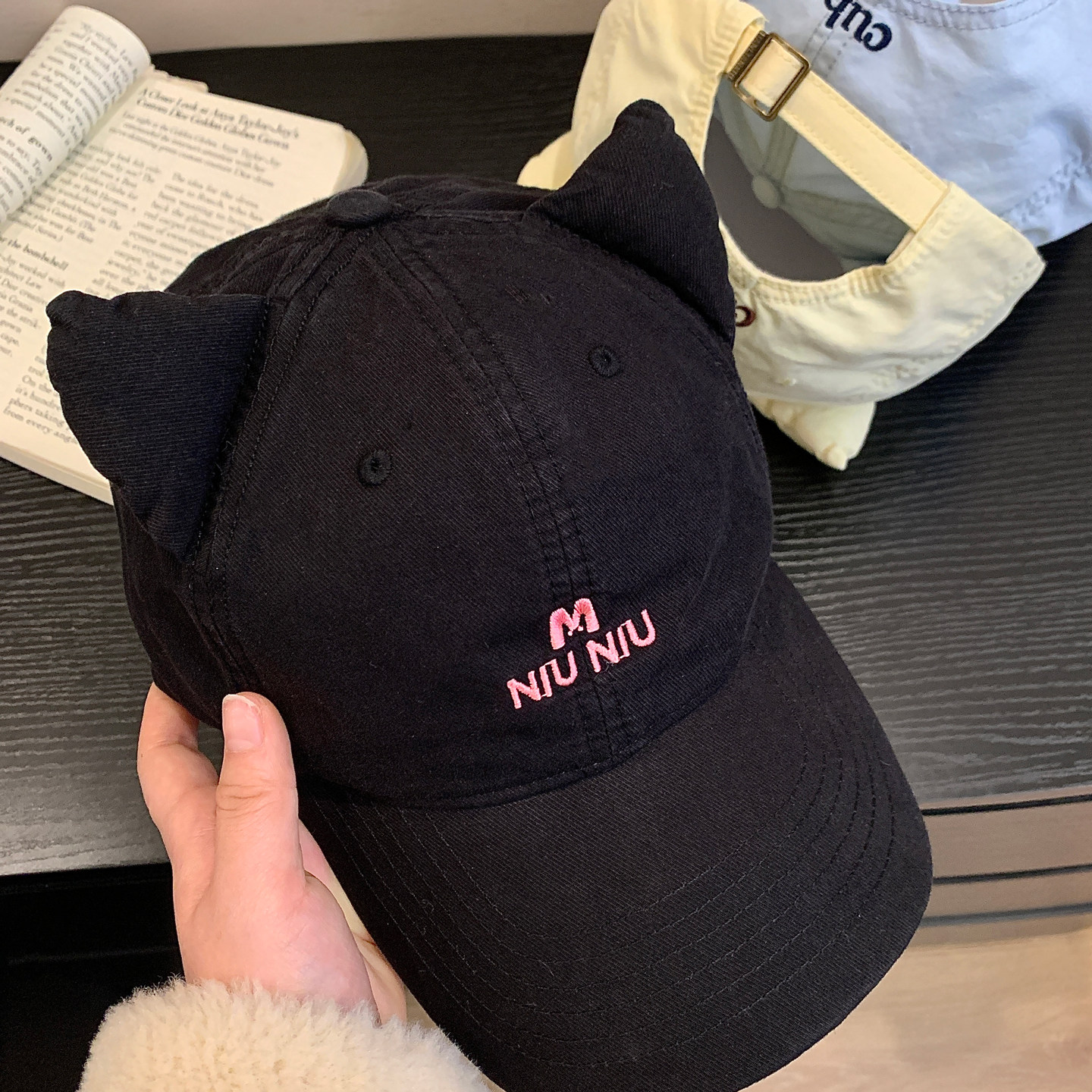 可爱猫耳朵黑色棒球帽女生显脸小大头围韩版百搭鸭舌帽子2026新款,服饰配件/皮带/帽子/围巾,帽子,淘宝优惠券,粉丝福利购,淘宝优惠卷