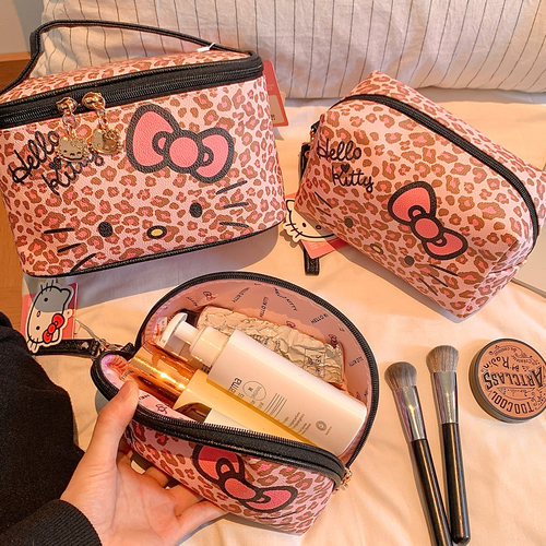 豹纹hellokitty化妆包女大容量