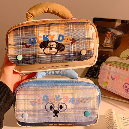 高颜值ins风笔袋学生大容量女孩文具手提可爱多层铅笔盒2026新款