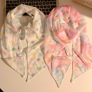 y2k甜美可爱长条丝巾女春夏薄款 系脖小领巾配饰飘带围巾2026新款