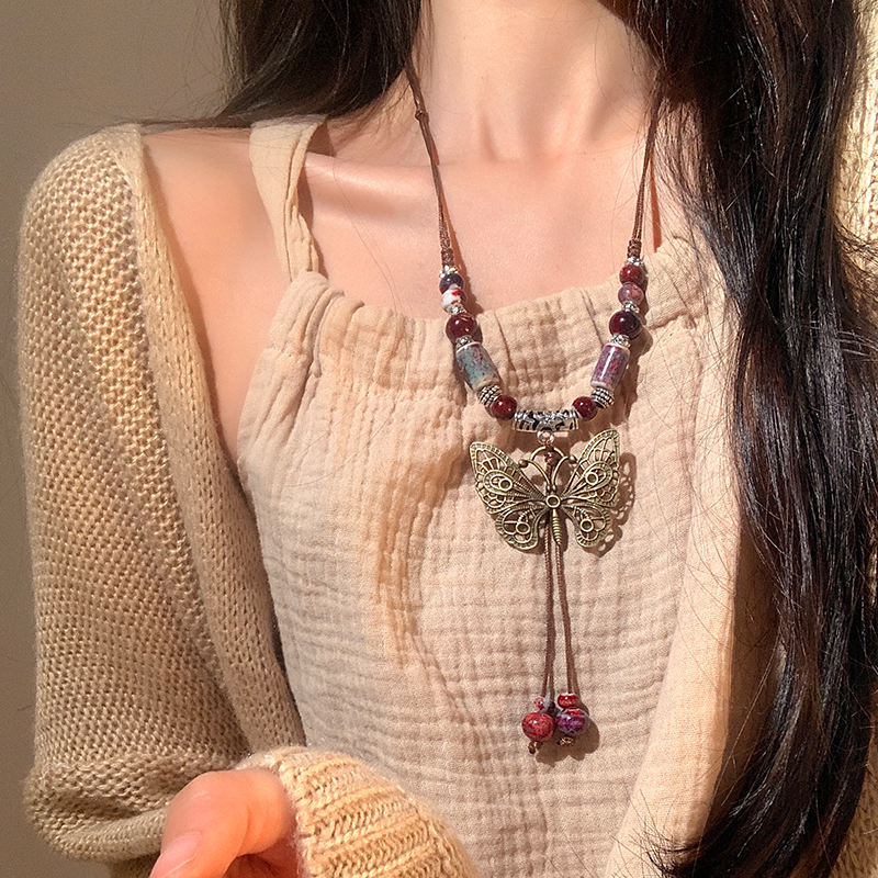 波西米亚异域民族风蝴蝶项链女