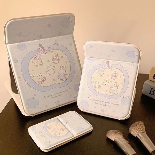 可爱苹果兔子化妆镜便携小镜子