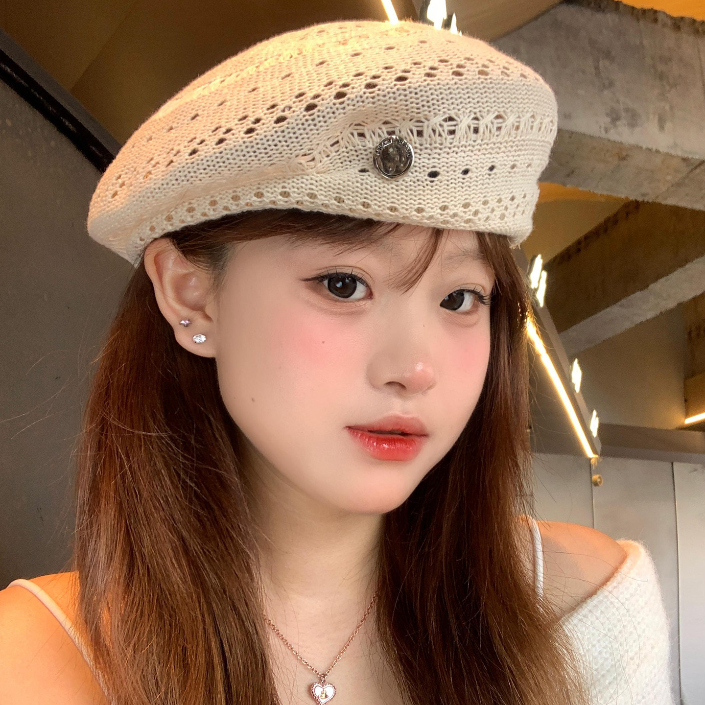 百搭镂空贝雷帽女春夏薄款透气