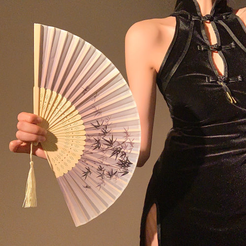 古风竹林折叠扇子女夏便携竹扇