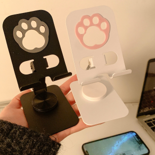 可爱猫爪金属手机支架高颜值可旋转折叠桌面追剧神器平板iPad支架