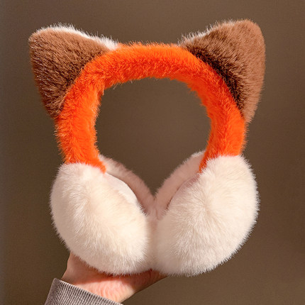 可爱狐狸耳朵毛绒绒耳罩女冬季保暖骑车防寒护耳套耳暖耳包耳捂子