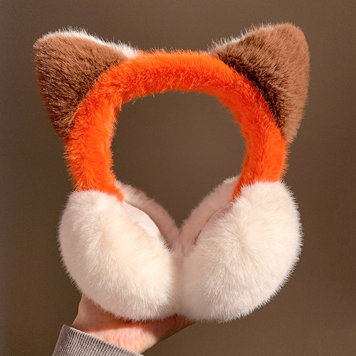 可爱狐狸耳朵耳罩女冬季保暖骑车