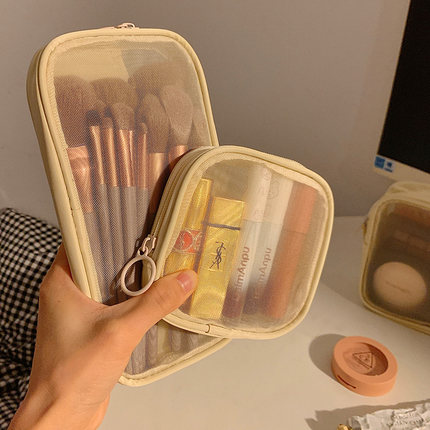 网纱透明化妆包女便携随身2025新款旅行口红化妆刷收纳袋迷你小号