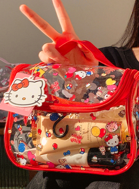 可爱hellokitty化妆包女便携大容量旅行手提护肤品收纳防水洗漱包