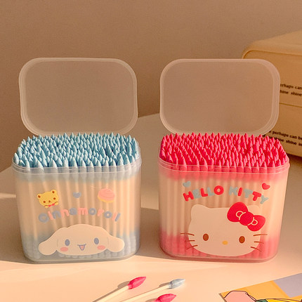 可爱环保双头棉签200支一次性掏耳朵化妆卸妆专用棉花棒学生宿舍