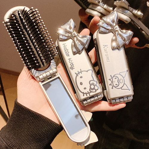 可爱小梳子便携折叠气垫梳带镜子