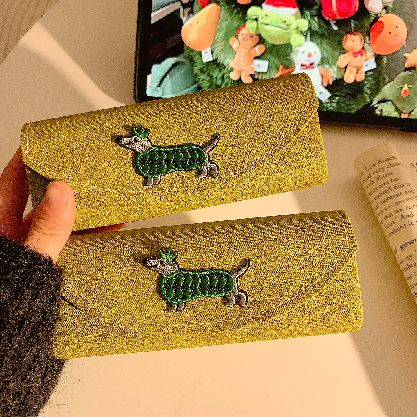 可爱绿色小狗抗压防摔眼镜盒女便携近视眼镜收纳盒子学生2026新款,收纳整理,眼镜收纳盒,淘宝优惠券,粉丝福利购,淘宝优惠卷