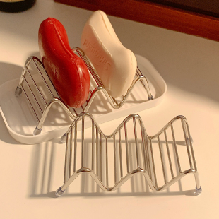 ins简约不锈钢肥皂架沥水托盘创意波浪造型浴室肥皂盒收纳置物架