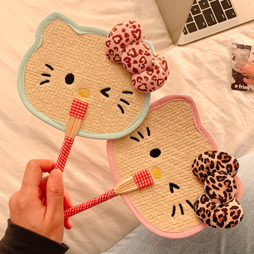 可爱卡通猫咪编织蒲扇女夏日