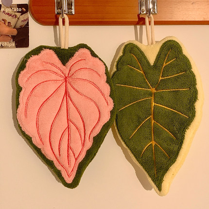 海芋叶子挂式擦手巾可爱加厚超强吸水厨房卫生间小毛巾擦手帕抹布