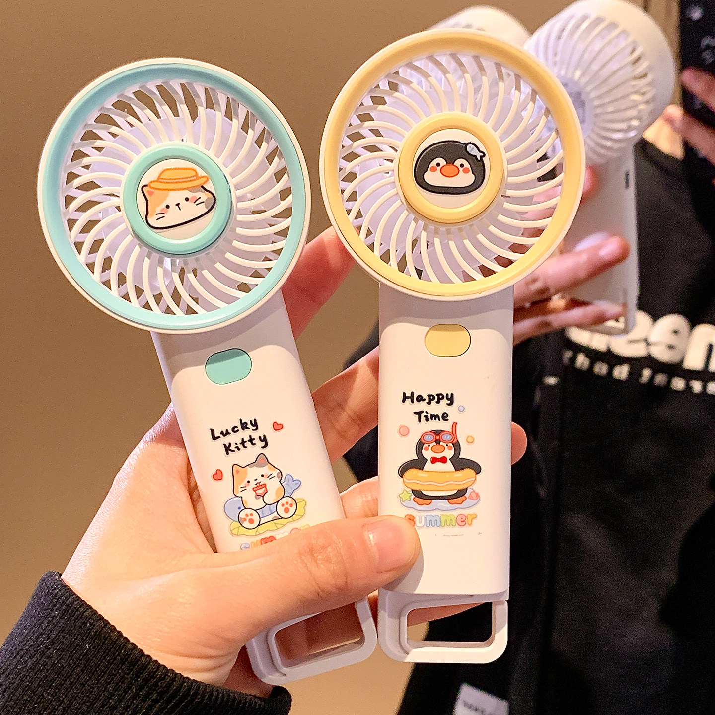 可爱手持小风扇便携随身迷你usb充电静音扇桌面可立学生宿舍办公