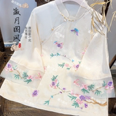 小衫 斜襟人丝刺绣上衣宽松薄款 女E2467260 夏季 藏月国风新中式