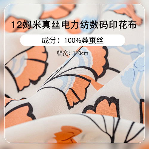 12姆米100%桑蚕丝薄款印花布料
